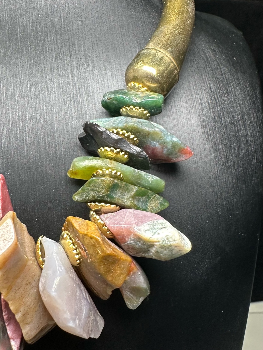 Multicolor Natural Stone Statement Collar Necklace - Picture 4 of 4